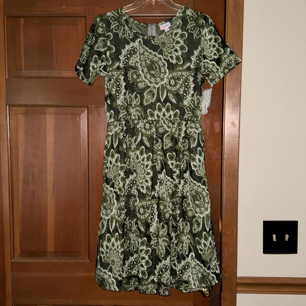 LuLaRoe Green Floral Midi Dress